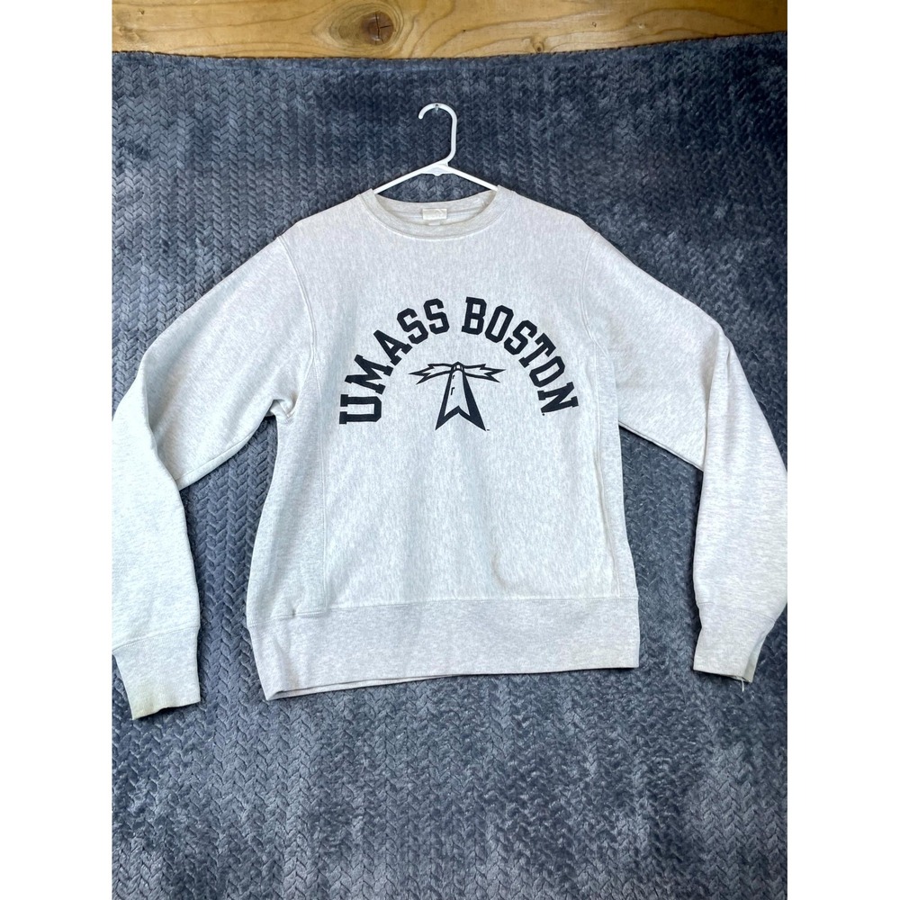 Vintage Y2K Champion Reverse Weave UMass Boston Sweatshirt Mens S Heather Gray
